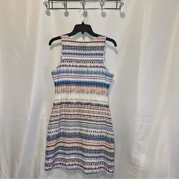 Romeo + Juliet Neon Multi Ombre Perforated Zip-Up Sleeveless A-Line Sheath Dress - Picture 9 of 11